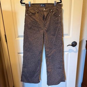 GAP Brown Leopard-Print Wide Leg Jeans
